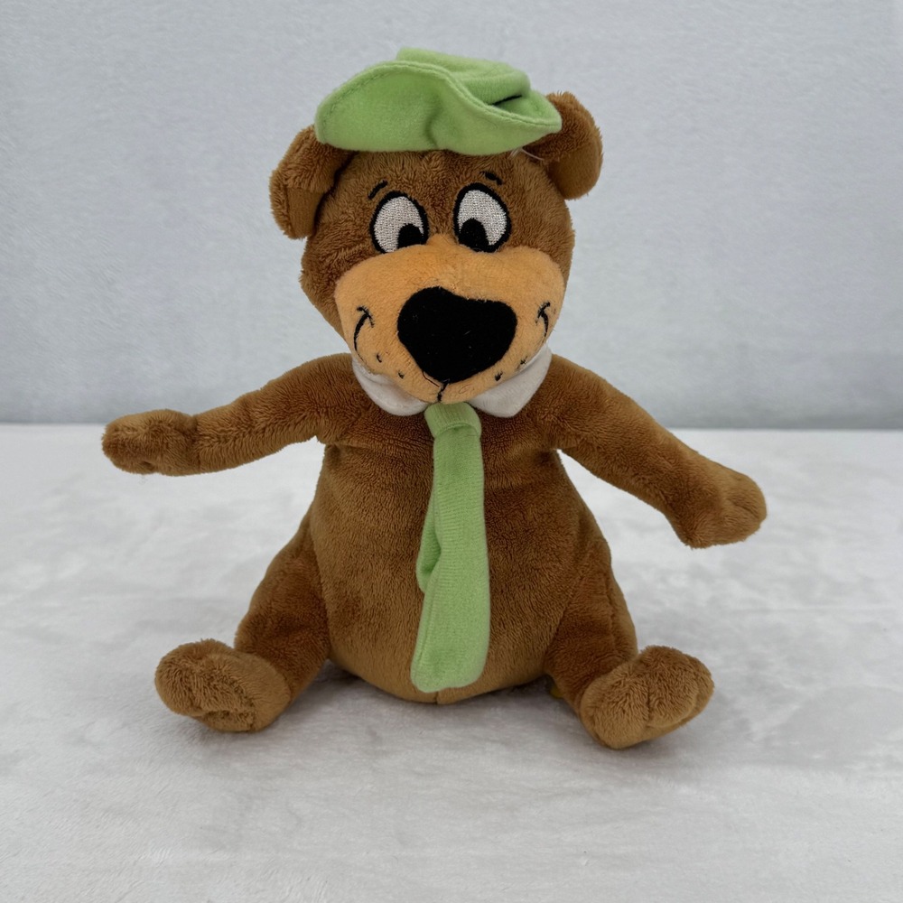 Hanna Barbera Yogi Bear Stuffed Plush 8"-9" Green Hat Tie Iconic Retro 90's Bear